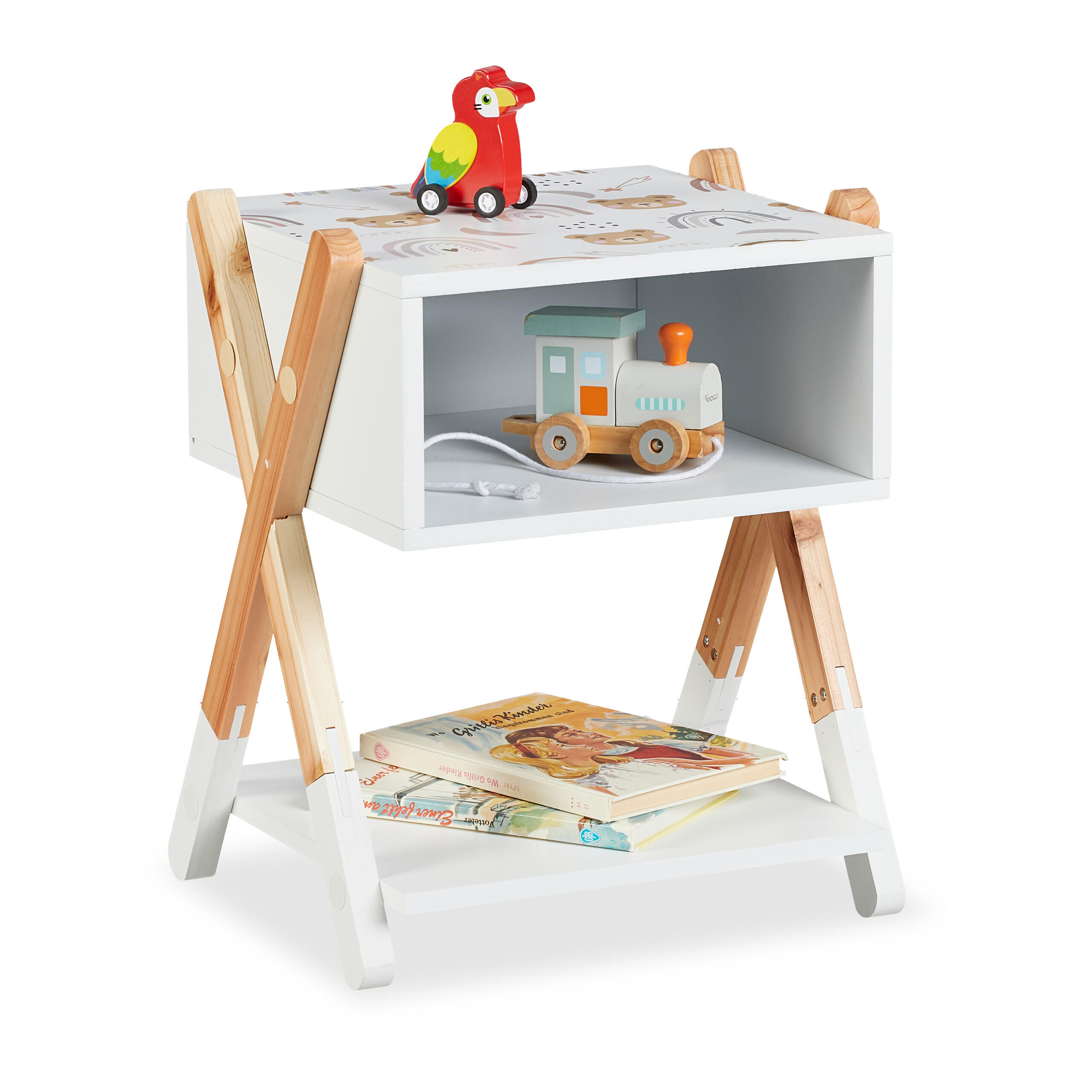 KINDER-NACHTTISCH - Multicolor, Holz/Holzwerkstoff (34/42/30cm) - Relaxdays
