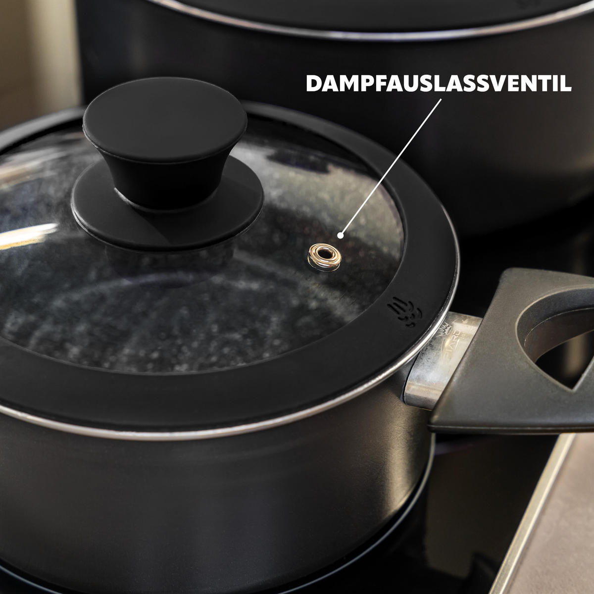 GLASDECKEL mit Silikonrand 20 cm schwarz - Schwarz, Glas (20/20/4cm) - bremermann