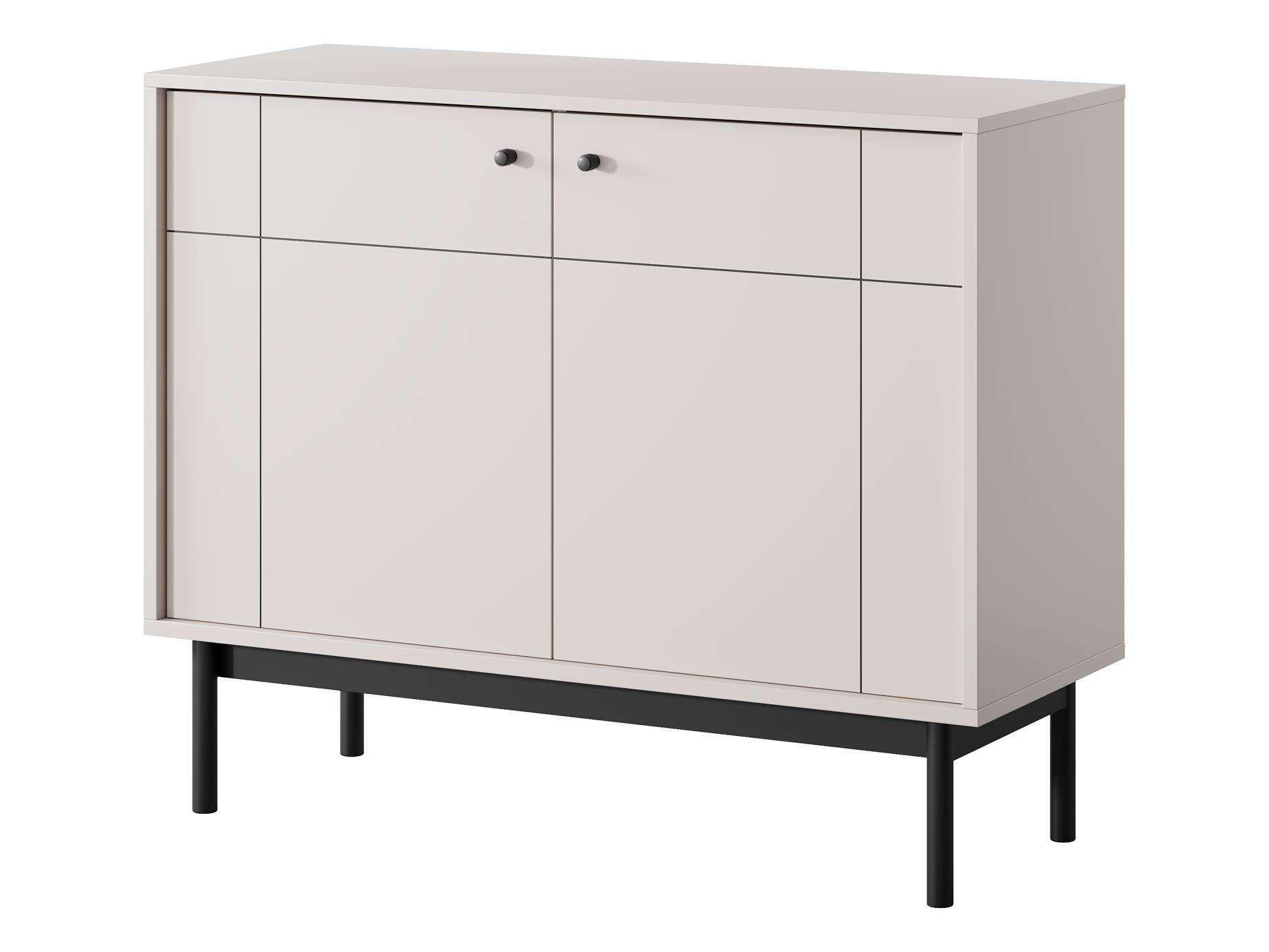 KOMMODE Panda Beige, Schwarze Beine, Türkommode - Beige/Schwarz, Holzwerkstoff (104/84/39cm) - Bettso