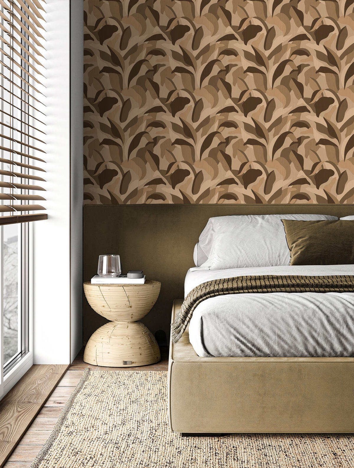 TAPETE tropische Blätter 50 x 900 cm - Braun, Papier (50/900cm) - Origin Wallcoverings