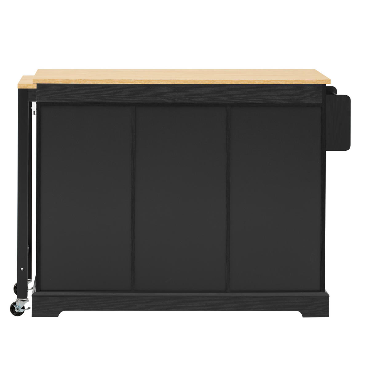 KÜCHENINSEL DE-41134 112-188/45/92 cm mit seitlich ausziehbarer Arbeitsplatte Schwarz - Schwarz, Holzwerkstoff (124.3/92/45cm) - ComfortXL