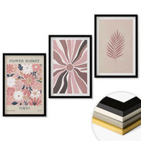 WANDBILDER 3er-Set - 40x60 cm Schwarzer Rahmen - Florale Blattmuster und Geometrie - Schwarz, Kunststoff (40/60cm) - ArtPrintCave