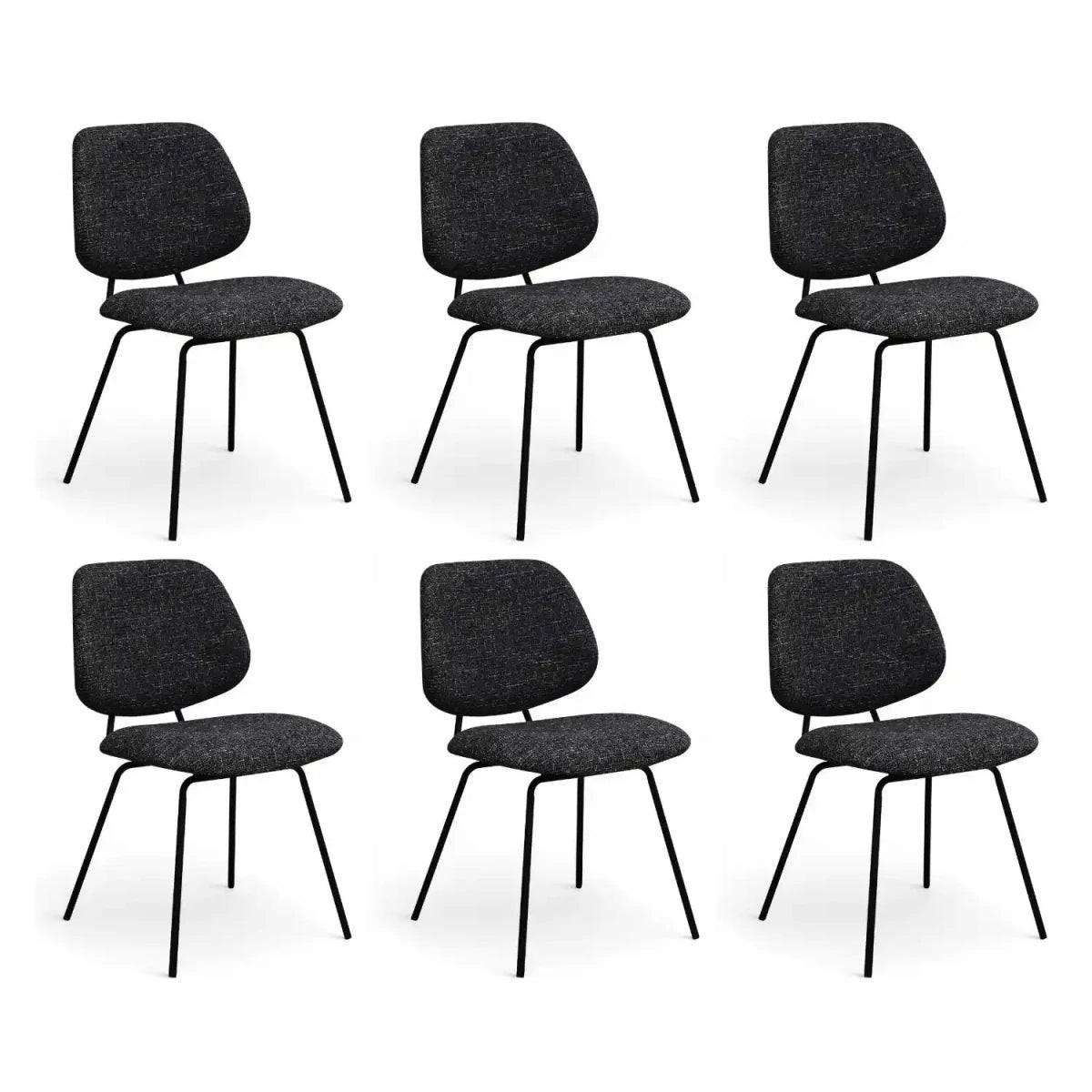 STUHL-SET 6 Stück in Teddystoff Schwarz - Schwarz, Textil/Metall (50/82/58cm) - Furnhouse