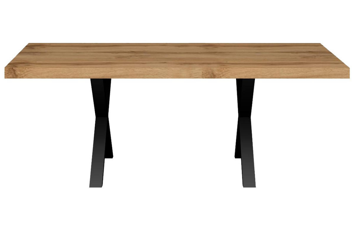 ESSTISCH Elgin 4 210x80x100 Metall+Holzwerkstoff Schwarz/Wotan Eiche - Eiche Wotan/Schwarz, Holzwerkstoff (210/100/80cm) - 58aufmkessel