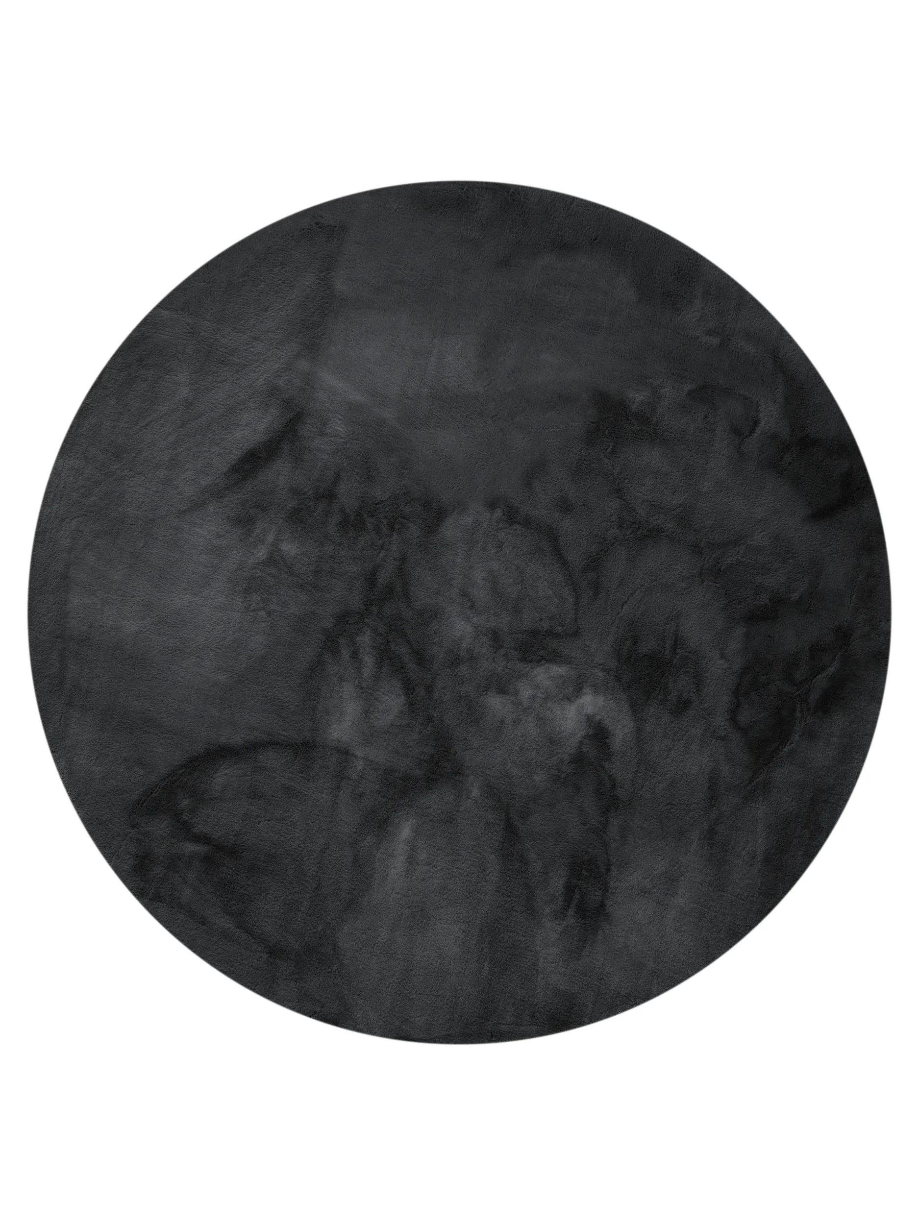 KUNSTFELL-TEPPICH Dave Anthrazit ø 80 cm rund - Anthrazit, Kunststoff/Textil (80/80cm) - benuta Nest