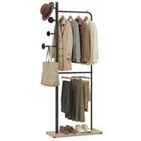 GARDEROBENSTÄNDER mit 2 Kleiderstangen schwarz - Schwarz, Metall (68/167/30cm) - COSTWAY