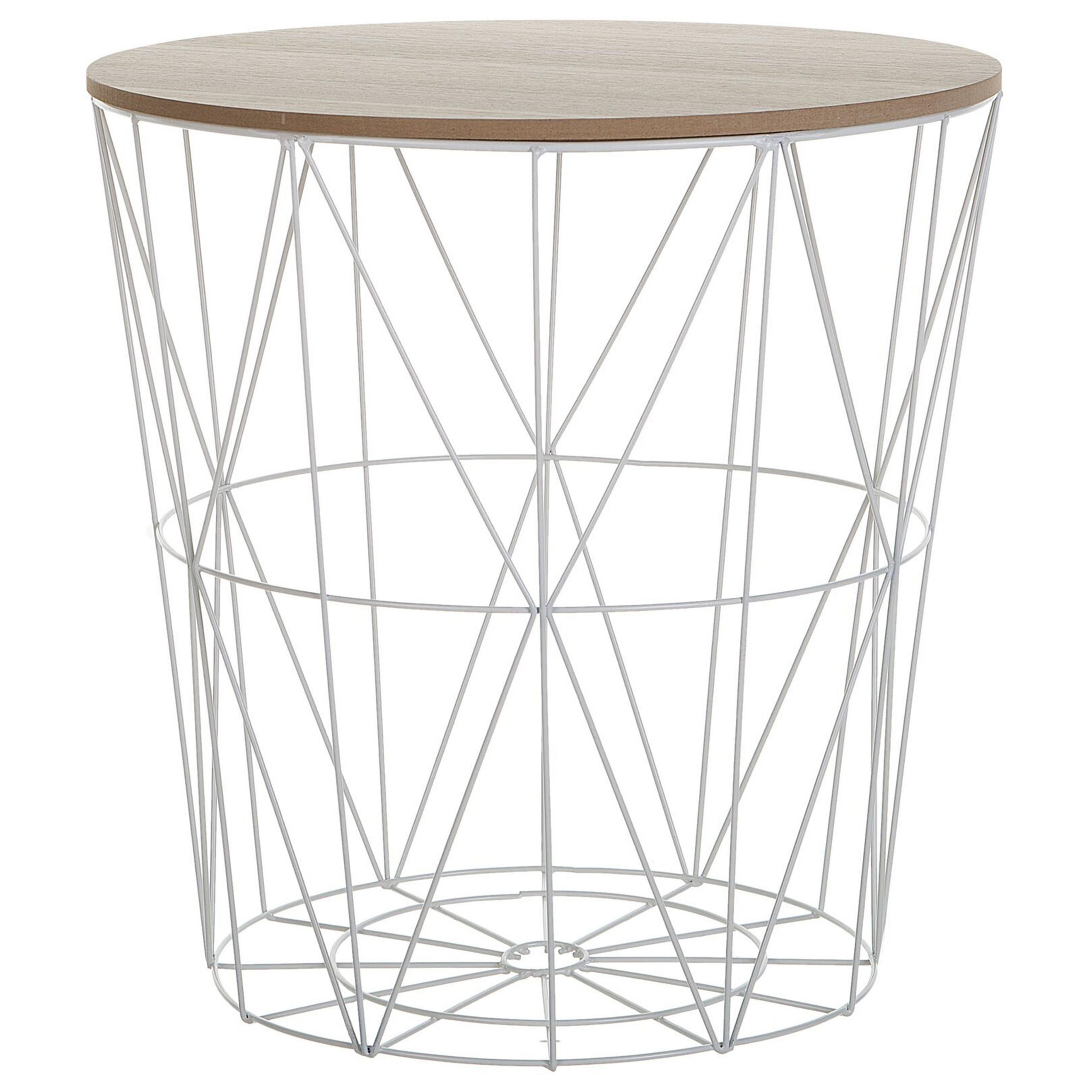 BEISTELLTISCH weiß/heller Holzfarbton 40 cm Lanark - Hellbraun/Weiß, Holzwerkstoff (40/40/40cm) - Beliani