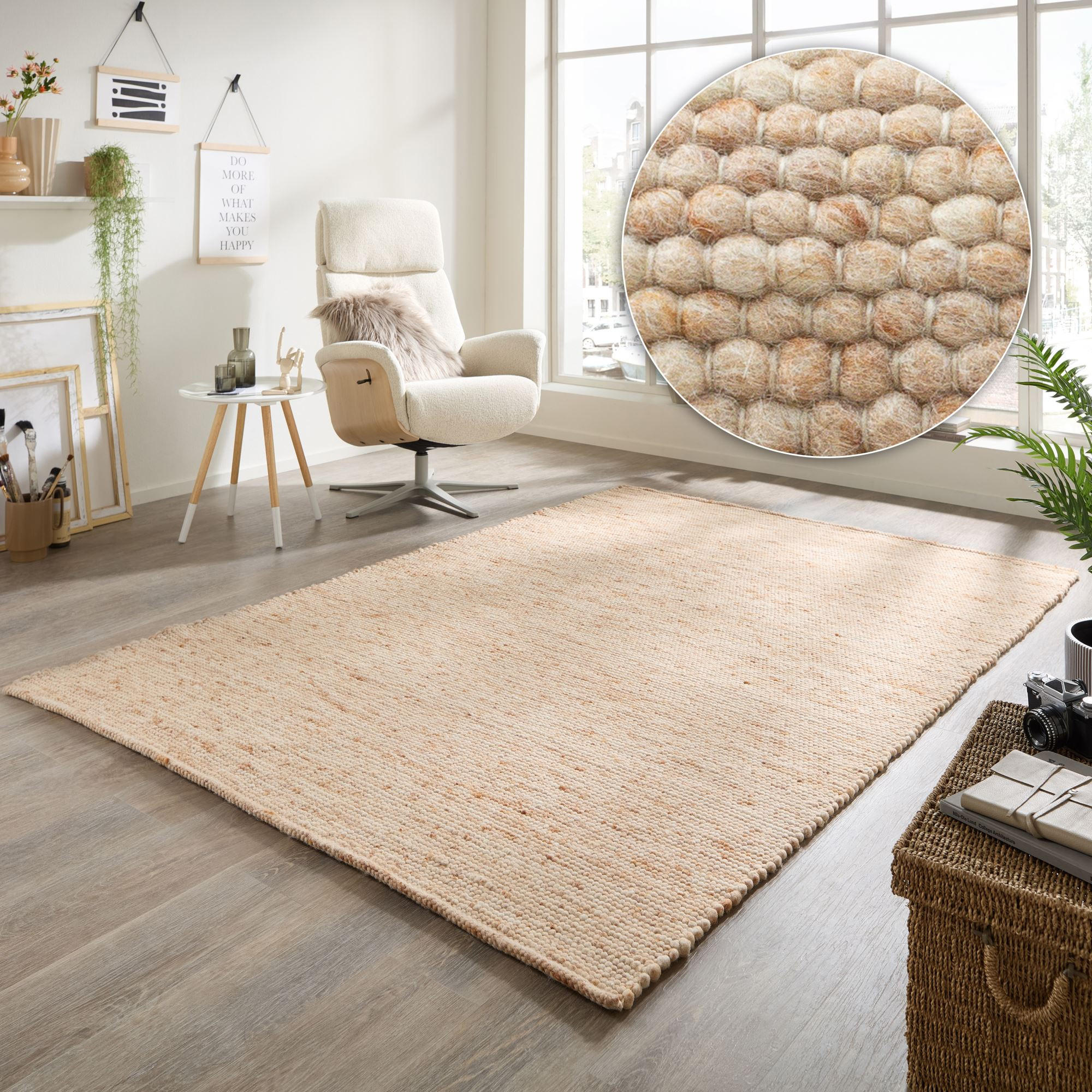 HANDWEBTEPPICH Atlas 90x160 cm - Beige, Textil (90/160cm) - Rug and Roll