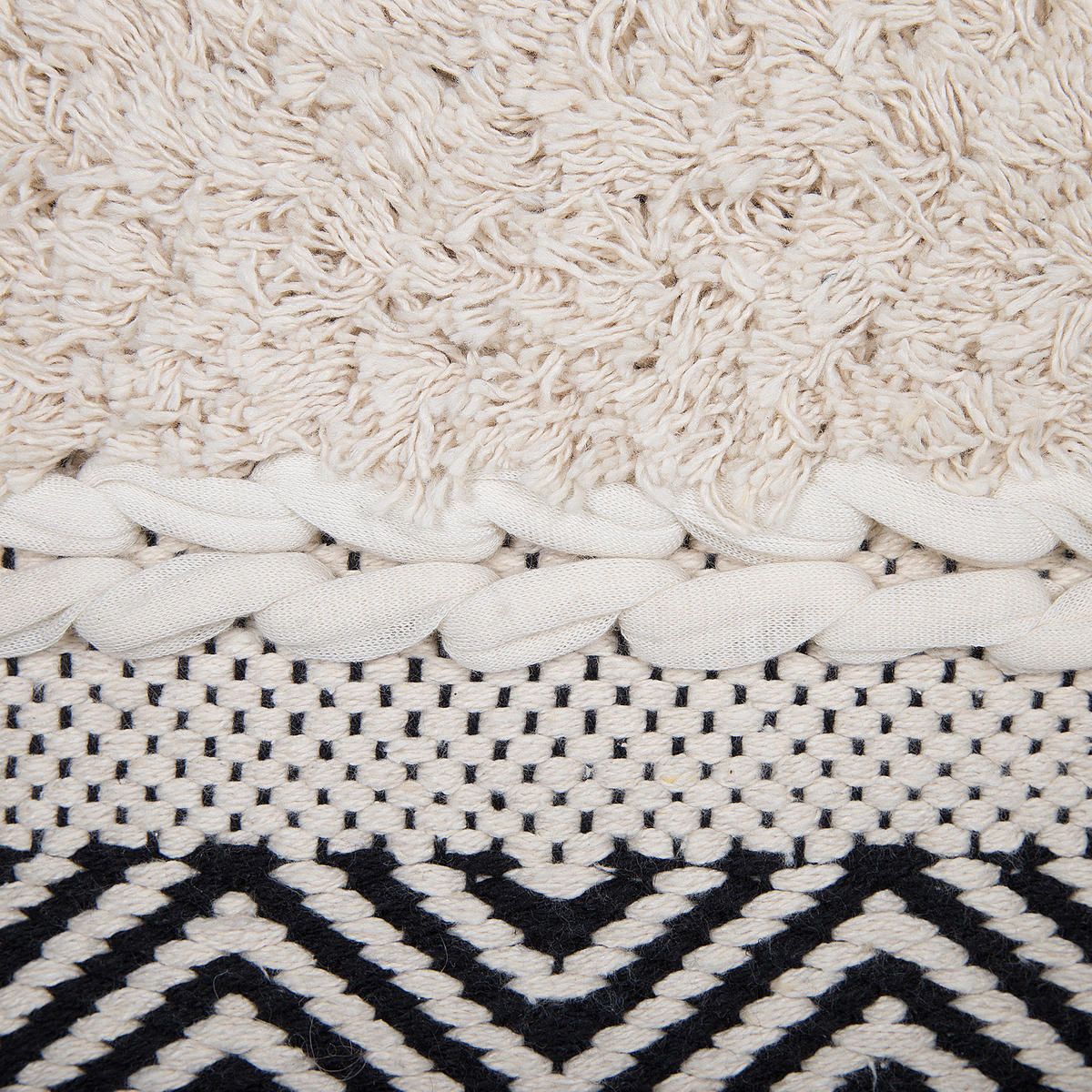 POUF Kanam 50/50/50 cm - Weiß, Naturmaterialen/Textil (50/50/50cm) - Beliani