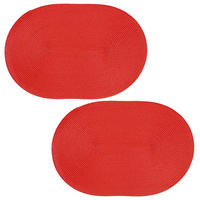 PLATZSET 2er Set Polypro Rot oval 45x30 cm Tischset - Rot, Kunststoff (30/45cm) - TiborTex