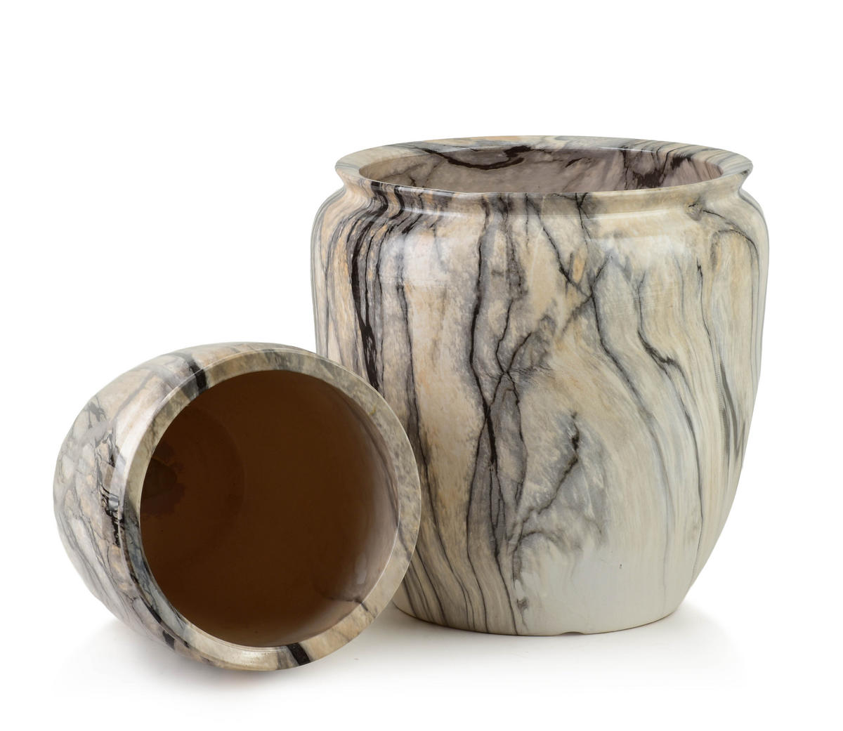 BLUMENTOPF Neva Marble 2er Set Beige 30,5x30,5x30,5/20,5x20,5x23 cm Keramik - Beige, Keramik (30.5/30.5cm) - Mondex