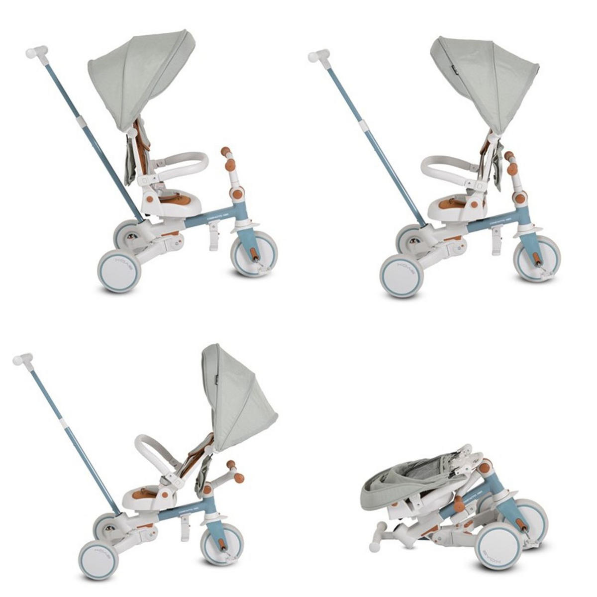 DREIRAD Compacto 4 in 1 blau Schiebegriff klappbar Gurt umbaubar EVA - Blau, Metall (70/50/97cm)