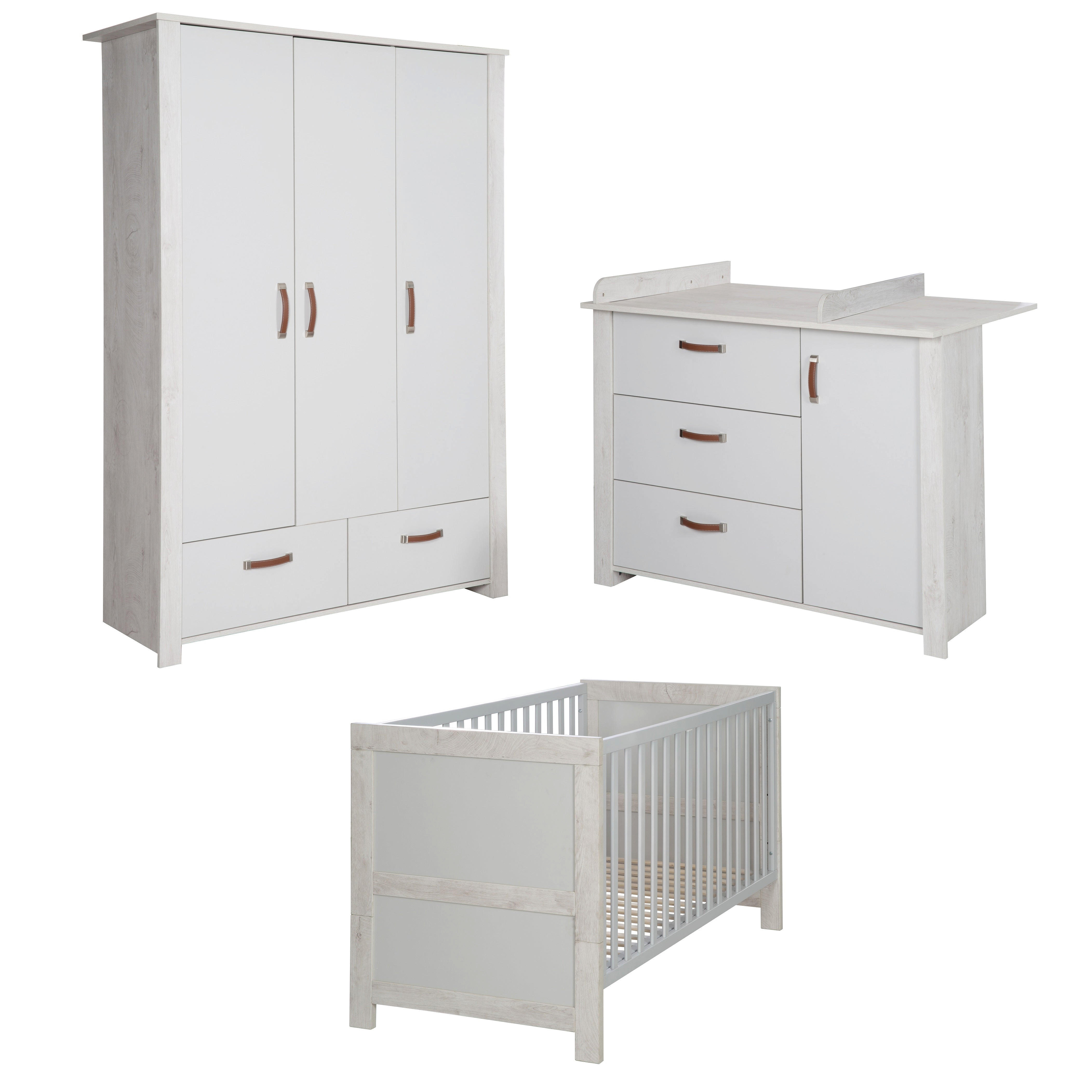 BABYZIMMER-SET Mila 3-teilig - Grau, Holzwerkstoff (135/190/142cm) - Roba