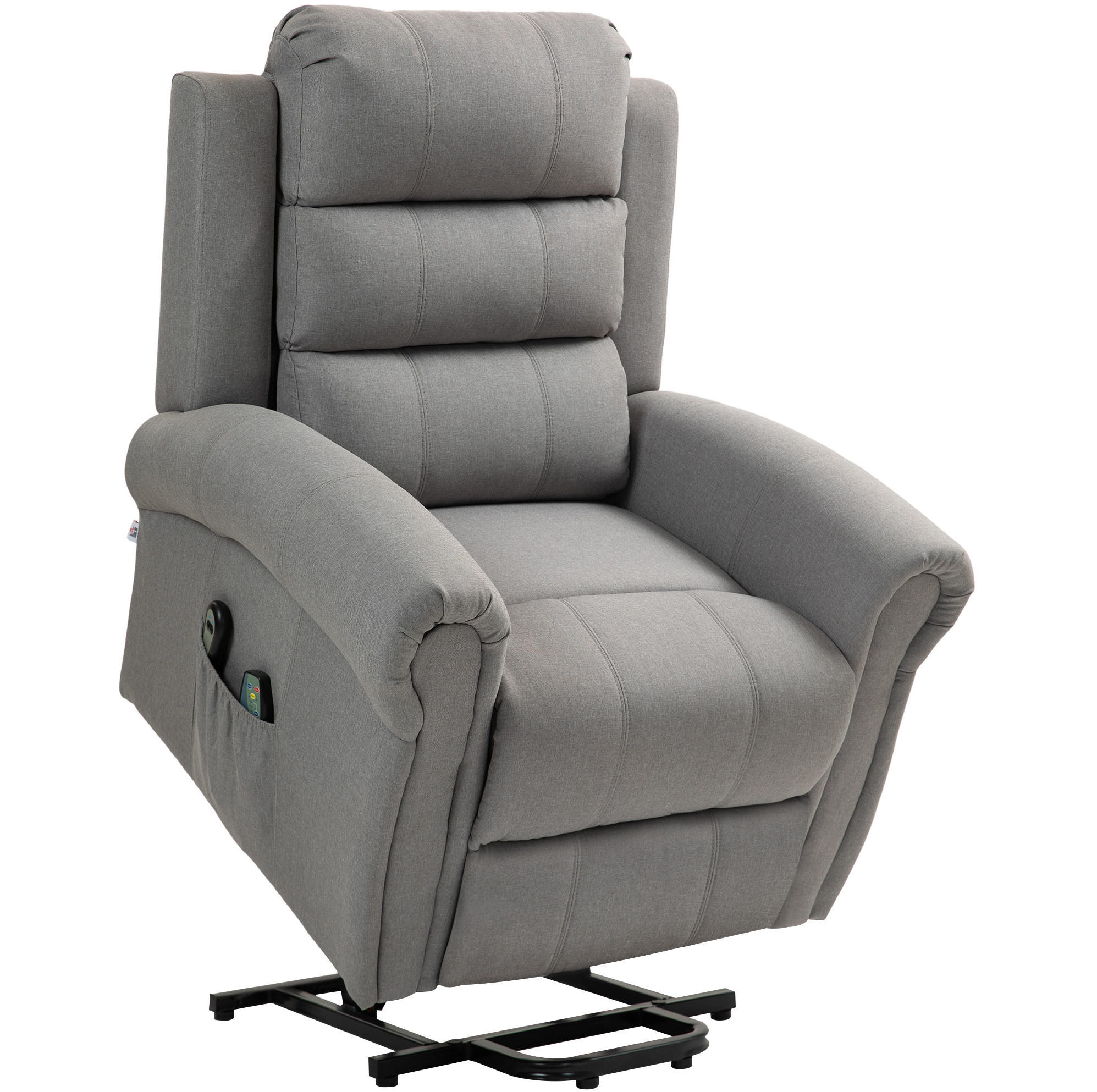 RELAXSESSEL in Hellgrau mit Aufstehhilfe, Massage und Heizfunktion,91/89/106 cm - Hellgrau, Kunststoff (91/106/89cm) - BEAOK
