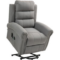 RELAXSESSEL in Hellgrau mit Aufstehhilfe, Massage und Heizfunktion,91/89/106 cm - Hellgrau, Kunststoff (91/106/89cm) - BEAOK