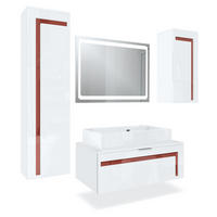 BADMÖBELSET Aloha Absetzungen in Bordeaux Hochglanz - Bordeaux, Holzwerkstoff (200/193/51cm) - Vladon