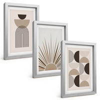 BILDER SET 3er Set - 20x30 cm Silberner Rahmen - Abstrakte Formen beige braun - Silberfarben, Kunststoff (20/30cm) - TULUP