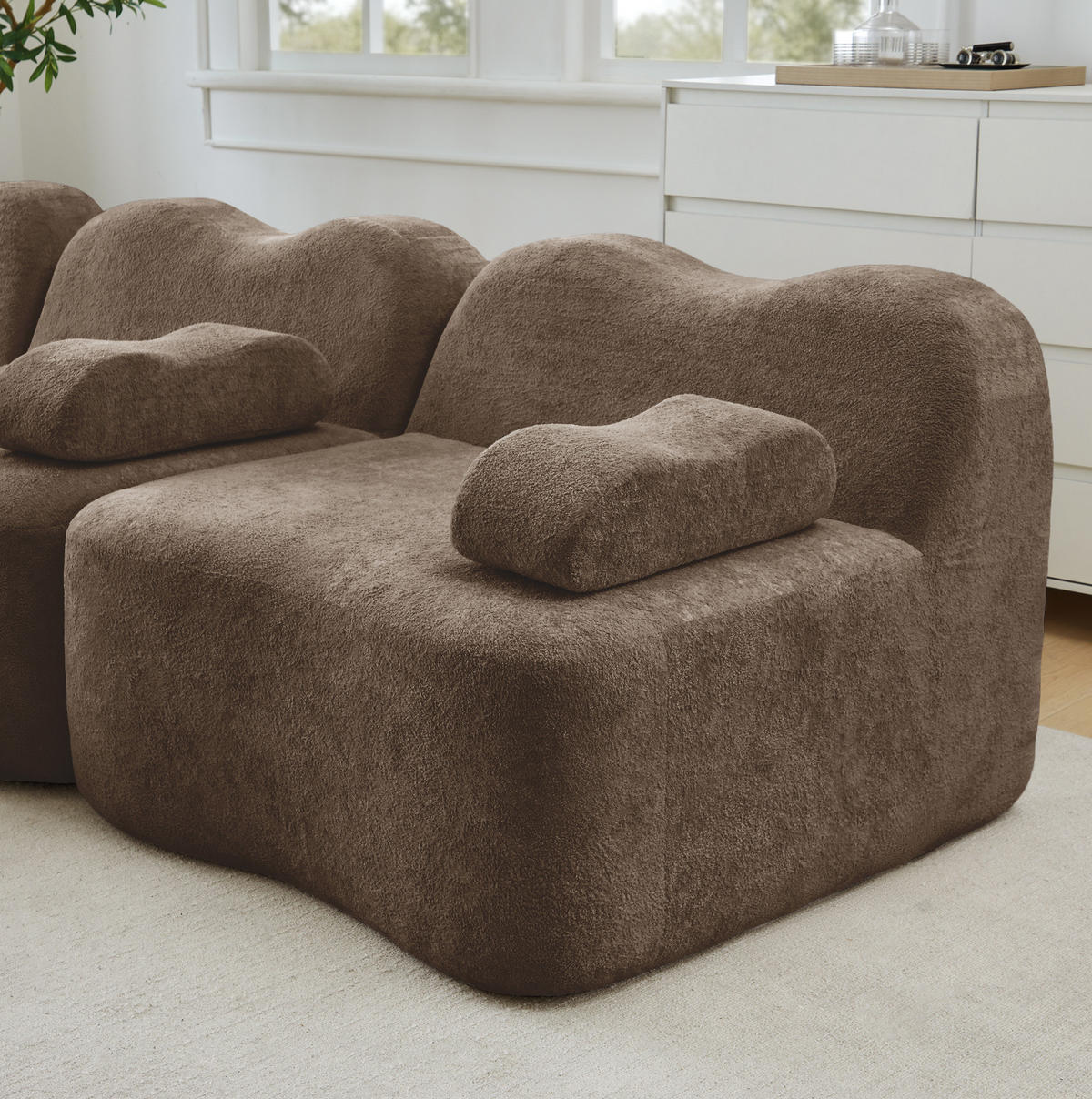 SOFA 192/167/70 cm in Braun aus Samt, modular und rahmenlos - Braun, Textil (167/70/192cm) - Flora Grace