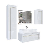 BADMÖBELSET Aloha Absetzungen in Creme Hochglanz - Creme, Holzwerkstoff (200/193/51cm) - Vladon