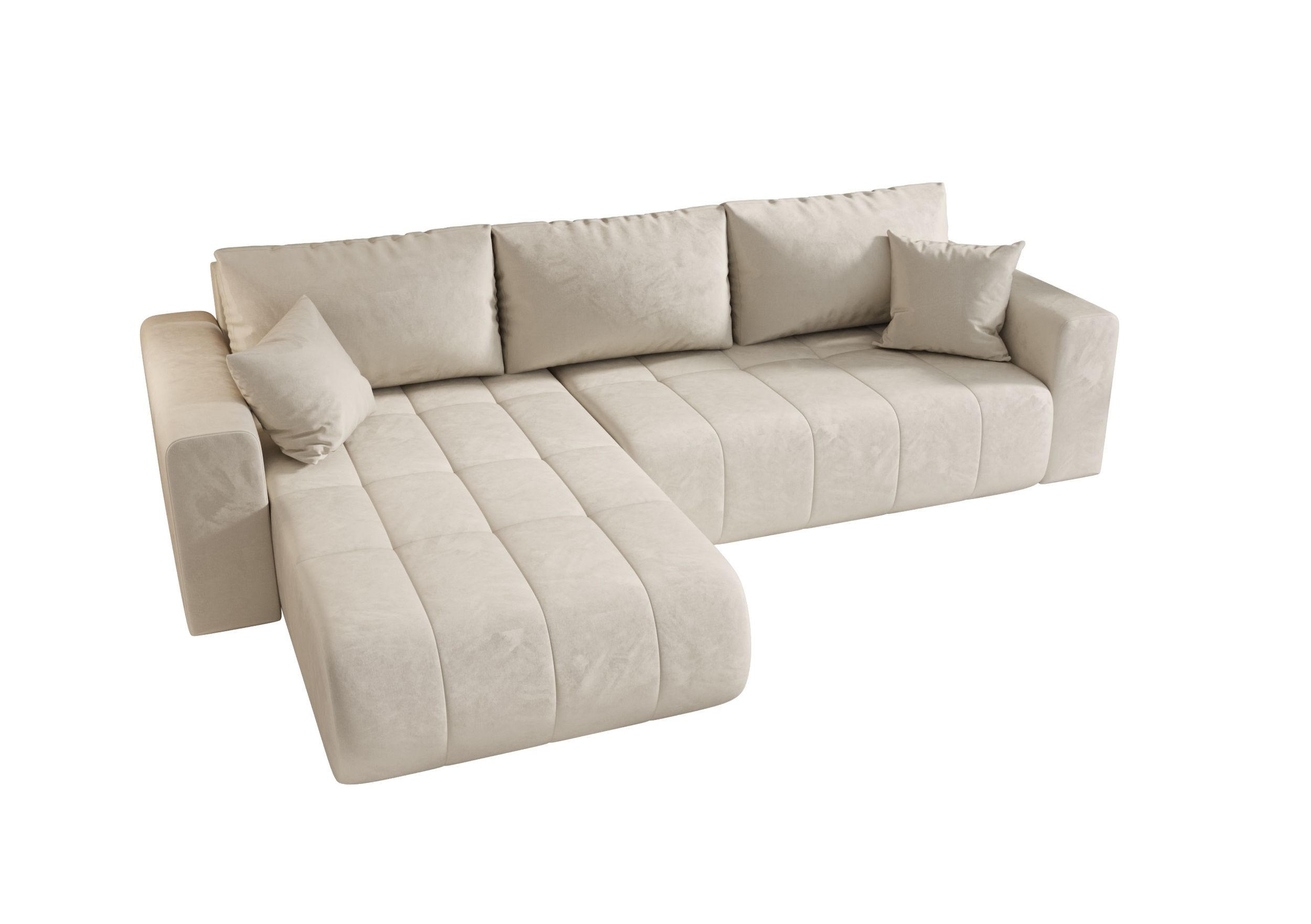 ECKSOFA mit Schlaffunktion MILO L Monolith 02 Links - Beige, Textil (280/175cm) - Bedante