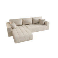 ECKSOFA LARA links beige Velours Monolith 2 - Schlaffunktion, Bettkasten - Beige, Textil (280/175cm) - Cornero