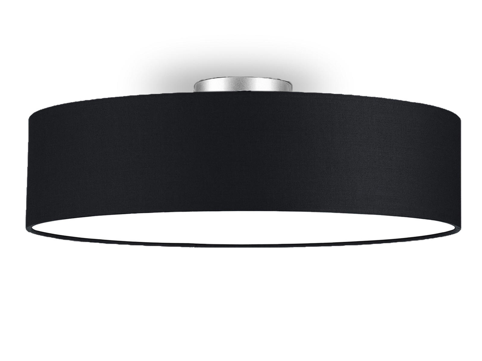 DECKENLAMPE Ø60cm, Lampenschirm Stoff Schwarz - Schwarz, Textil (60/60/17cm) - meineWunschleuchte