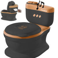 TÖPFCHEN 3-in-1 Potty Trainer & Kindertoilette Schwarz Braun - Schwarz/Braun, Kunststoff (39/40cm) - Twinky
