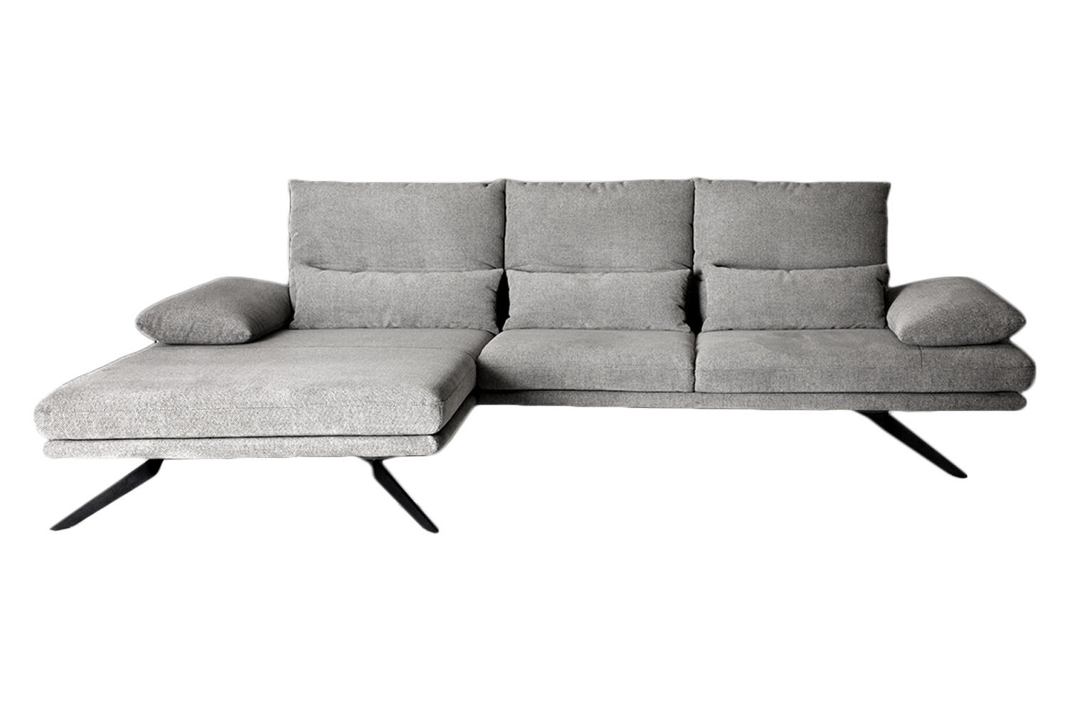 ECKSOFA FENICE Hellgrau Webstoff - Hellgrau/Schwarz, Textil (297/168cm) - KAWOLA