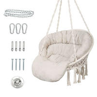 HÄNGESESSEL Makramee Beige mit Kissen bis 150 kg - Beige, Textil (80/1.5/140cm)