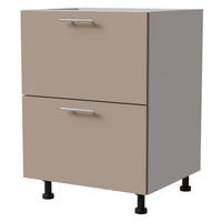 SCHUBLADENUNTERSCHRANK Brerra D2A/60/1A Korpus weiß / Front RAL 1019 graubeige Matt 60 / 50 / 82 cm - Graubraun/Weiß, Holz/Holzwerkstoff (60/82/50cm) - Feldmann-Wohnen