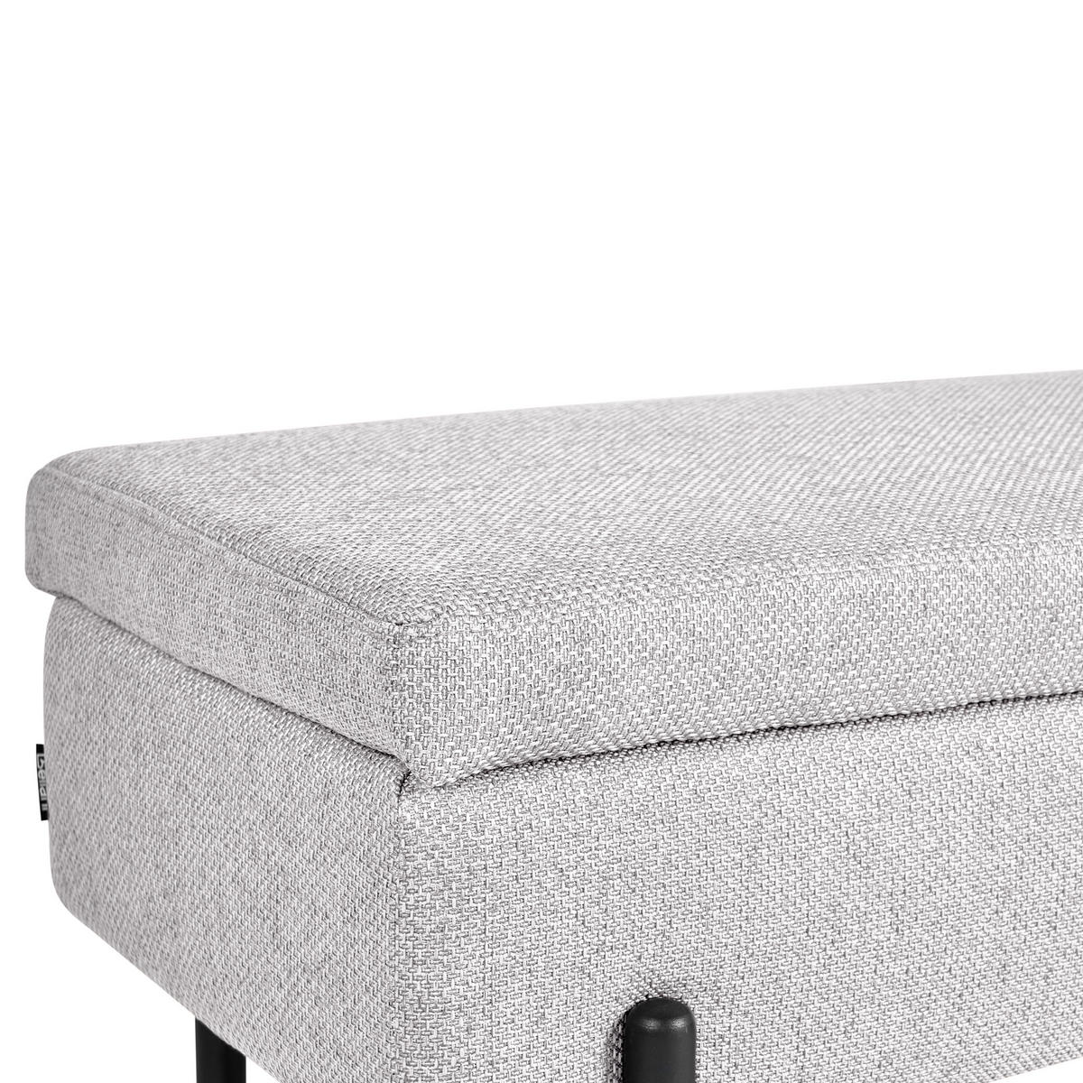SCHUHBANK Stoff Hellgrau mit Stauraum Solvang - Hellgrau/Schwarz, Textil/Metall (89/43/39cm) - Beliani