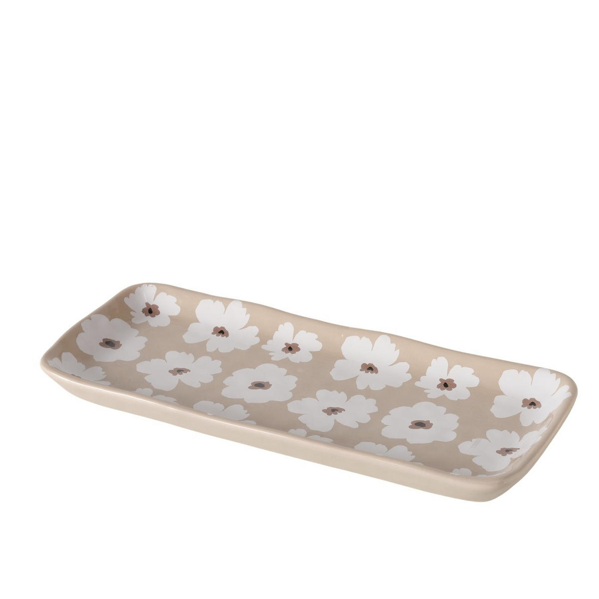 KERAMIKTELLER mit Blumenmuster Canea Beige - Beige, Keramik (3cm) - Boltze Home