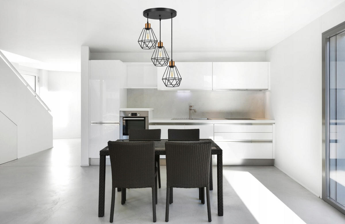PENDELLEUCHTE EDISON II - Goldfarben/Schwarz, Metall (45/45/100cm) - kiki design