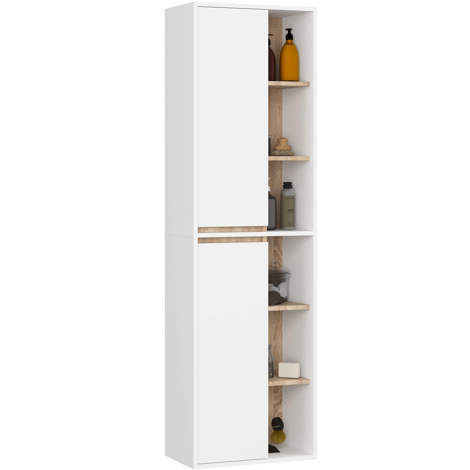 BAD HOCHSCHRANK Vami Weiß, Sonoma Eiche - Weiß/Sonoma Eiche, Holzwerkstoff (50/170/30cm) - Akord