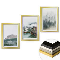 WANDBILDER 3er Set - 20x30 cm Goldrahmen - Berge, See, Hütte, Nebel - Goldfarben, Kunststoff (20/30cm) - ArtPrintCave
