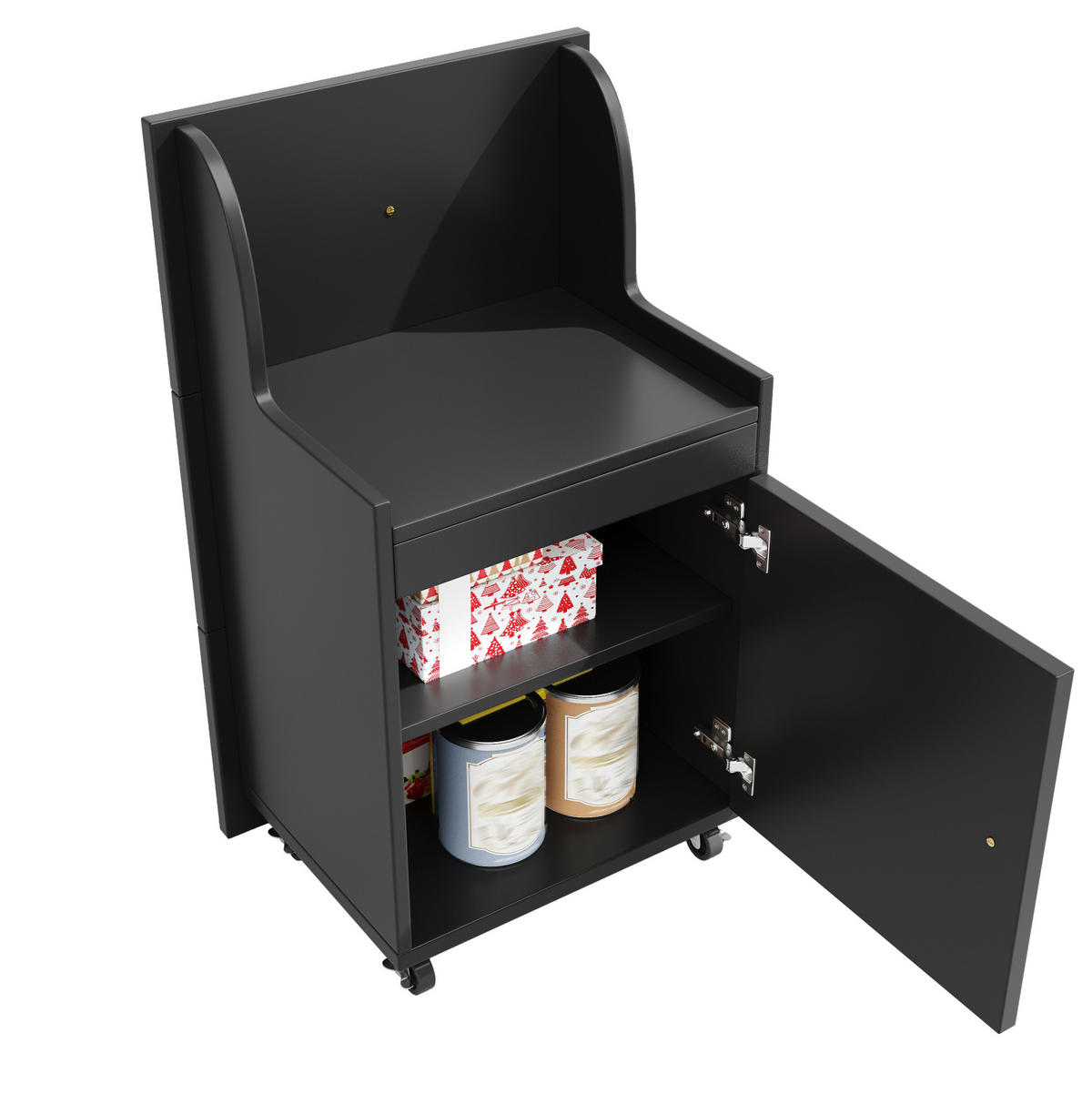 KÜCHENINSEL 140/89/40(70) cm Schwarz aus MDF und Metall mit Hocker - Schwarz, Holzwerkstoff (40/89/140cm) - OKMYHOME