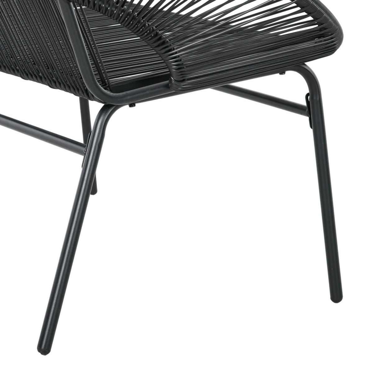 GARTENBANK aus PE-Rattan 132x72x83 cm Schwarz mit hoher Rückenlehne und Stahlrahmen - Schwarz, Kunststoff (132/83/72cm) - Modfu