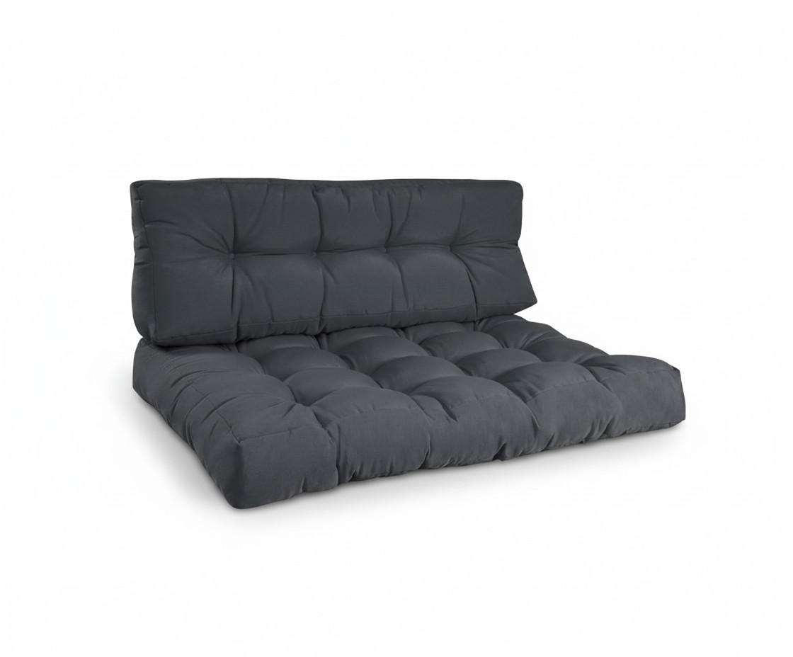 PALETTENKISSEN ECO Style Sitz 120x80x15cm Graphitgrau + Rücken (1tlg) - Dunkelgrau, Textil (80/15/120cm) - Beautissu 