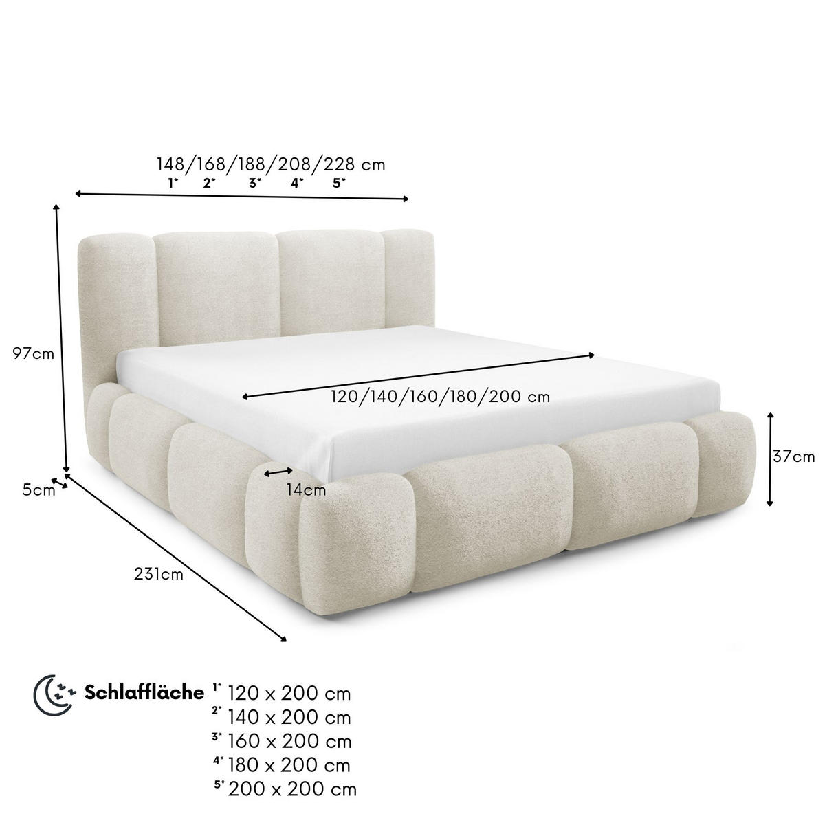POLSTERBETT BLANCO mit Bettkasten, Bett 160x200, Doppelbett mit Stauraum und Lattenrost, ohne Matratze, Schlafzimmer - Weiß - Weiß, Holz/Textil (160/200cm) - Furnistar