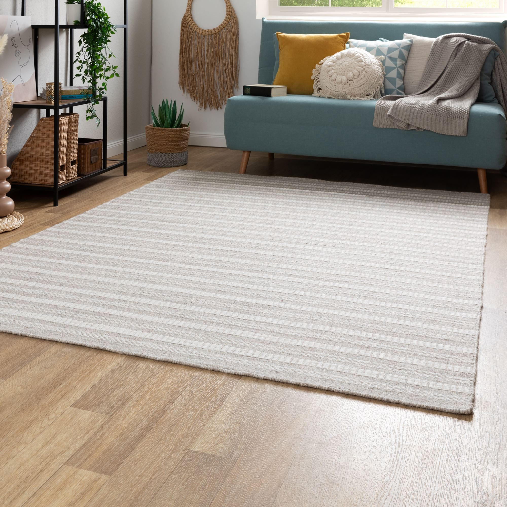 HANDWEBTEPPICH 200/200 cm Habo schmale Streifen - Grau, Naturmaterialien (200/200cm) - Steffensmeier