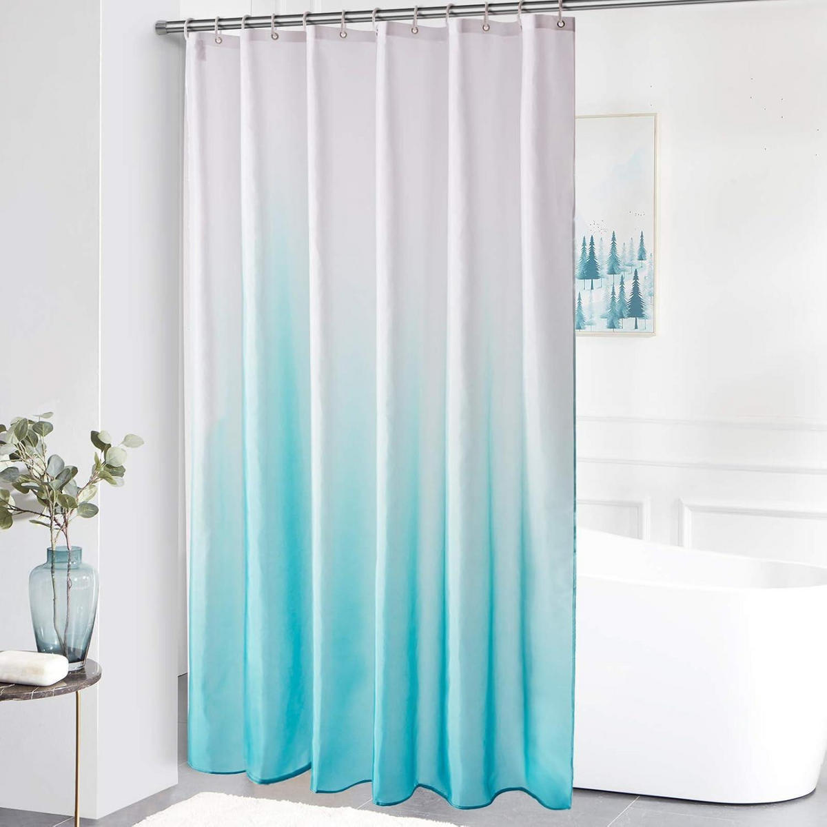 DUSCHVORHANG 180 x 180 cm Aquamarin - Türkis, Textil (180/180cm)