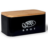 BROTKASTEN Schwarz mit Bambusdeckel 30 cm - Multicolor, Metall (18/14/30cm)
