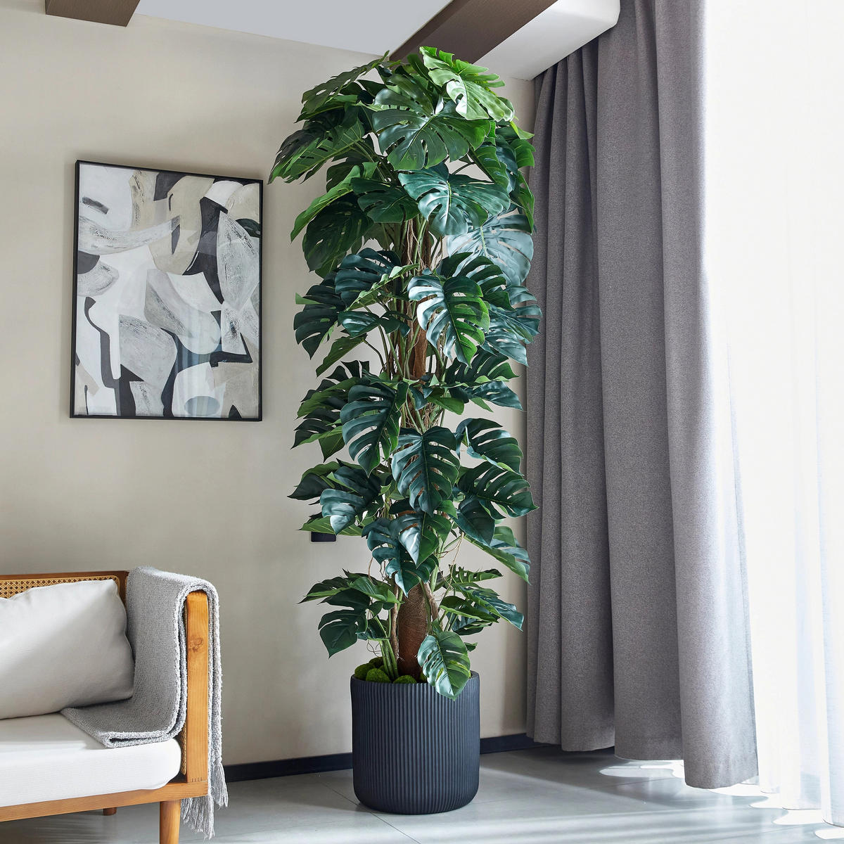 KUNSTPFLANZE Künstlicher Split-Philodendron – Zephira 210 cm - Grün, Kunststoff (210cm) - aplanta