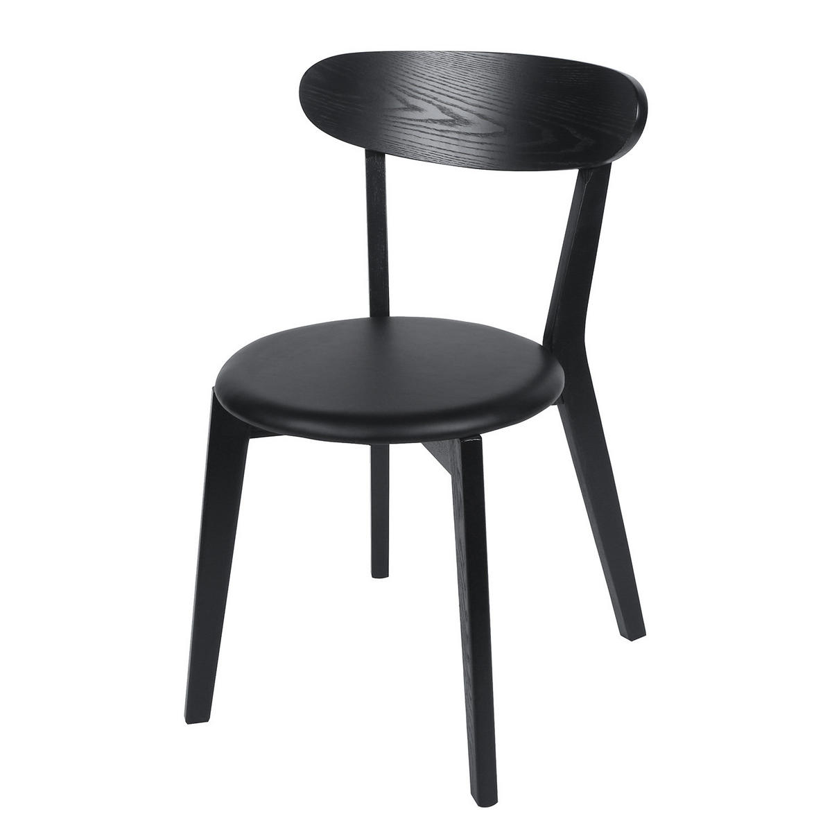 ESSZIMMERSTUHL - 2er-Set - Kunstleder / Esche massiv - Schwarz, Holz/Kunststoff (48/78/52cm) - home24