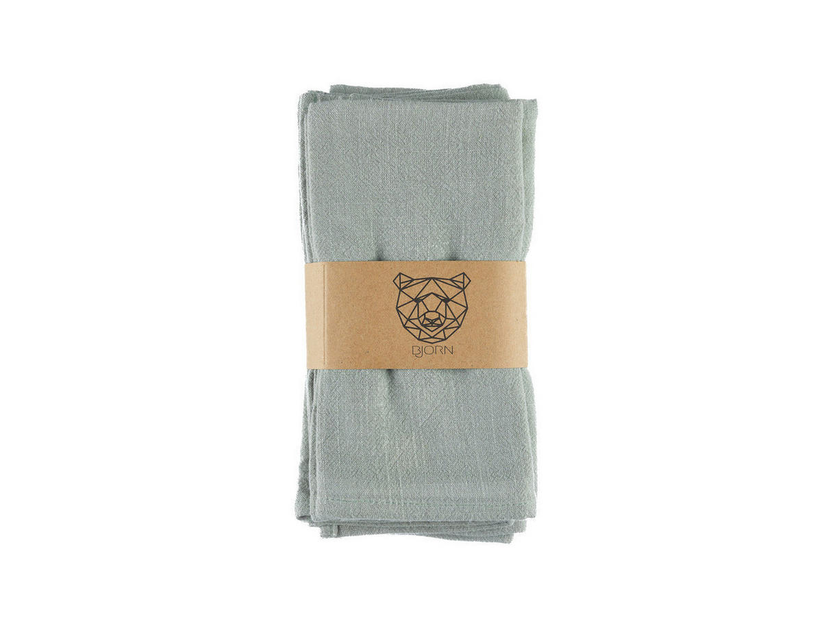 TISCHSERVIETTE - 6er-Set - Leinen und Baumwolle in Hellgrün - Grün, Textil (40/40cm) - Björn