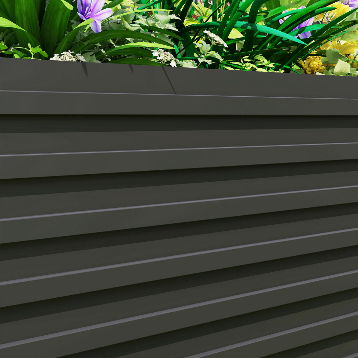 HOCHBEET DE-12170 240/120/60 cm, e/tra tief, offener Boden Grau - Dunkelgrau, Metall (240/60/120cm) - ComfortXL