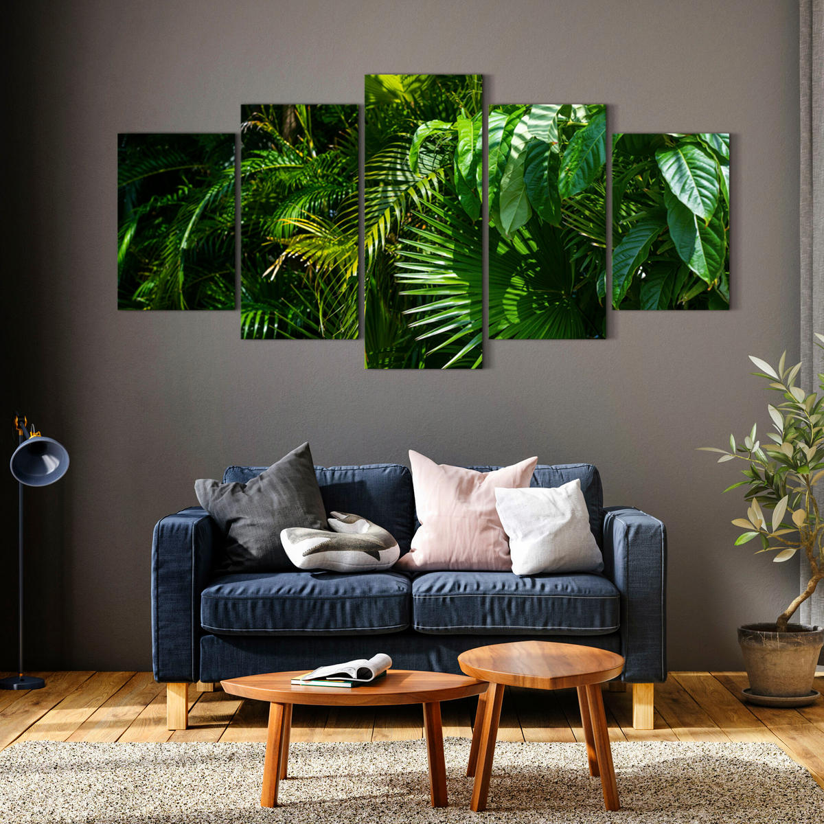 LEINWANDBILD Blätter 5-tlg. 200x100 cm - Multicolor, Holz (200/100cm) - LUMASOUL