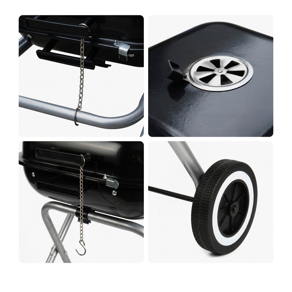 HOLZKOHLEGRILL - Schwarz, Kunststoff/Metall (47/81/54cm) - Relaxdays