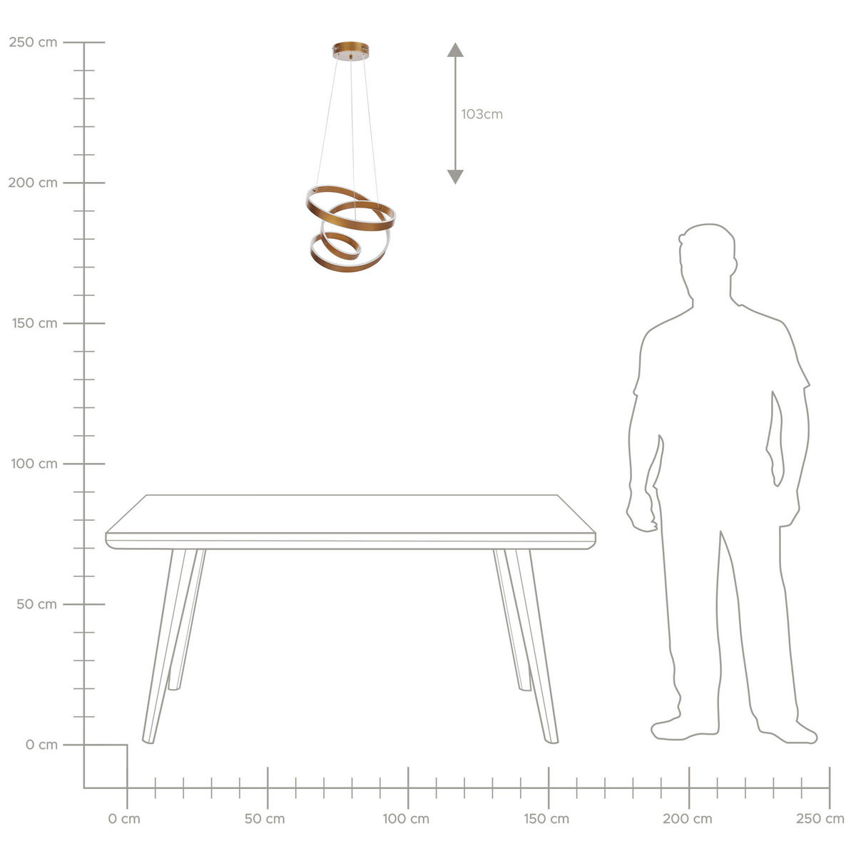 HÄNGELEUCHTE Wanli 50/50/135 cm - Goldfarben, Metall (50/50/135cm) - Beliani