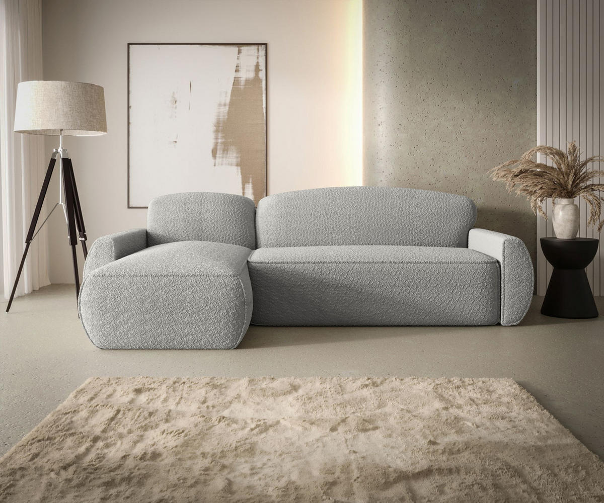 ECKSOFA mit Schlaffunktion LUCAS Quelle 83 Links - Grau, Textil (240/145cm) - Bedante